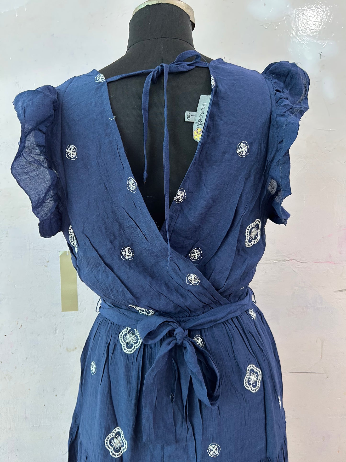 Navy blue embroidered dress