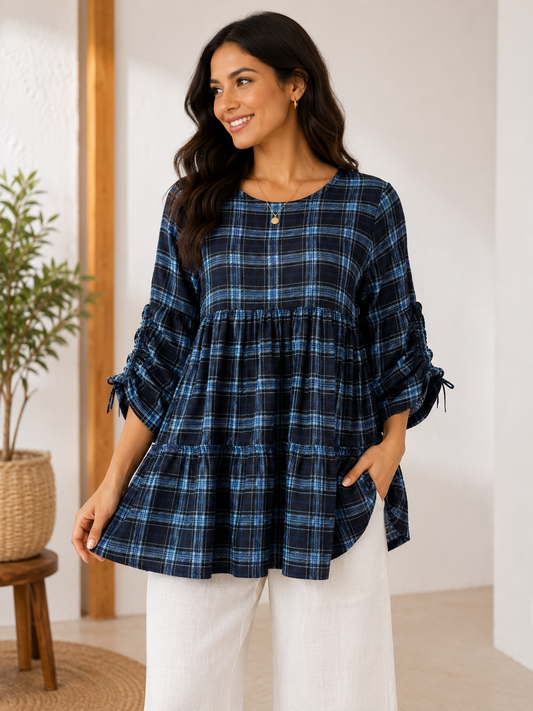 Blue checkered tunic