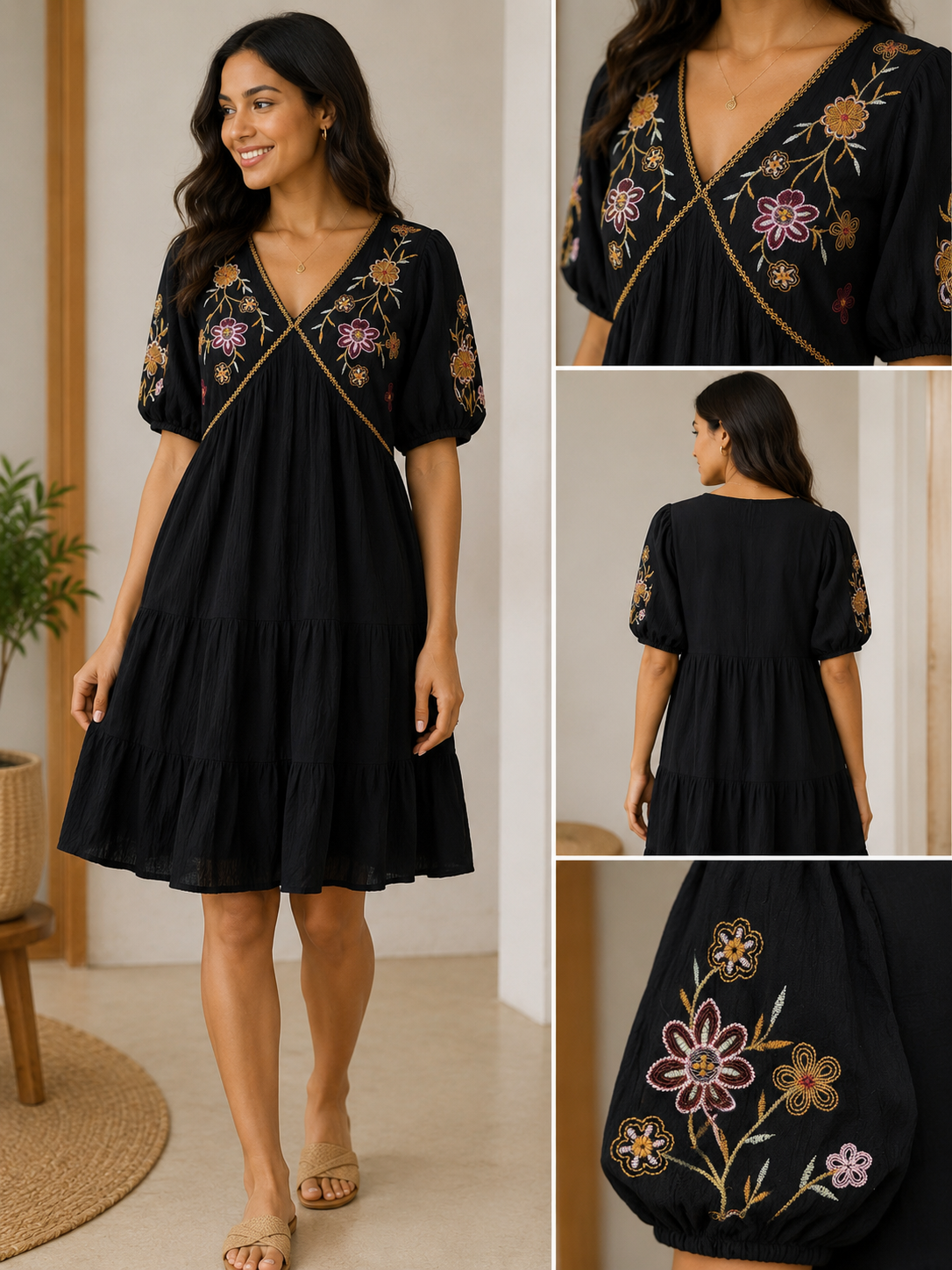 Black pretty embroidered dress