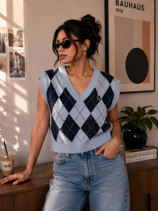 Navy blue teddy vest