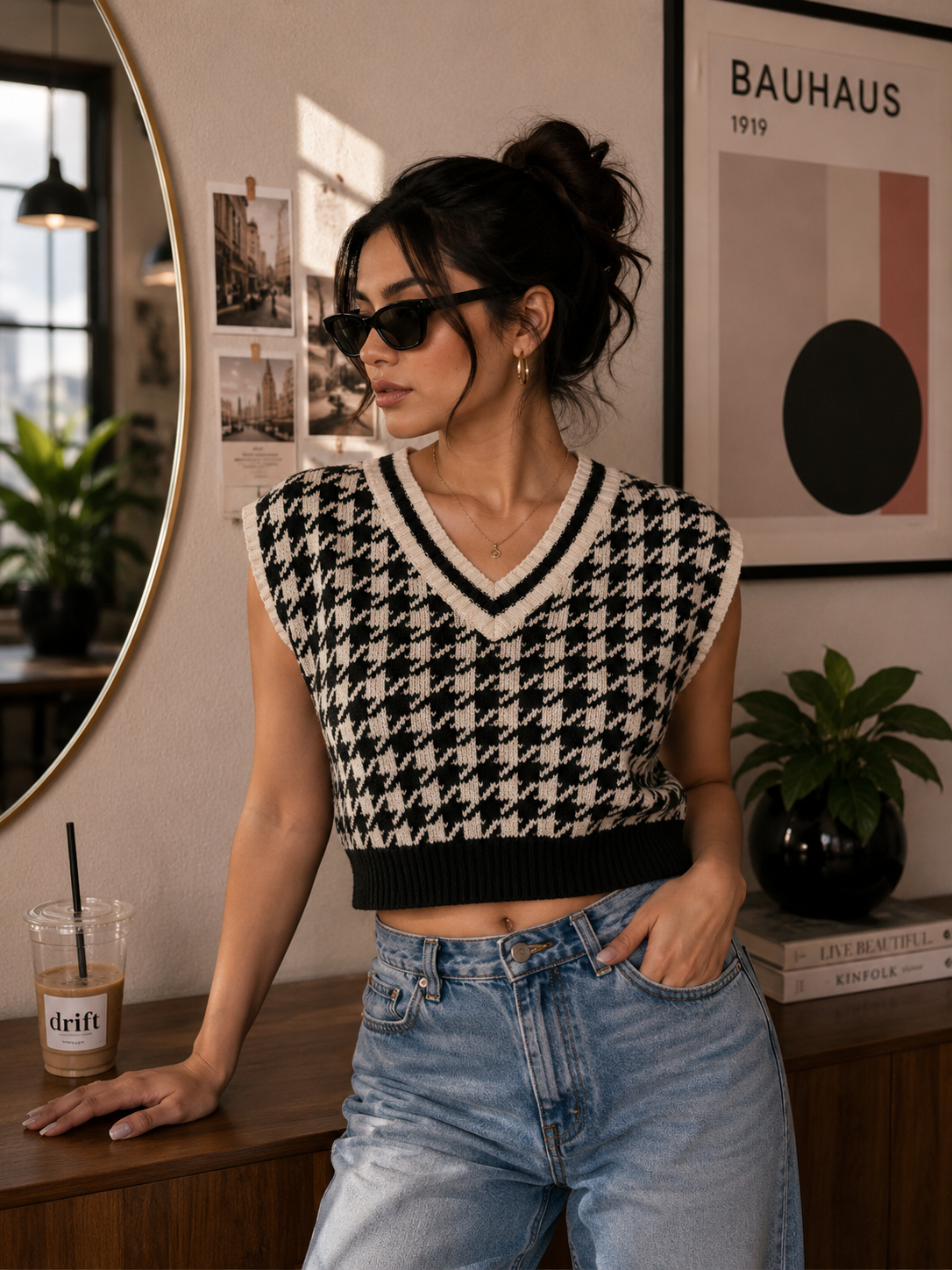 Off- white checkered  crop