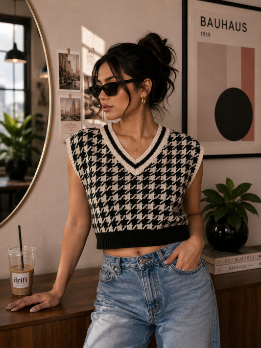 Off- white checkered  crop