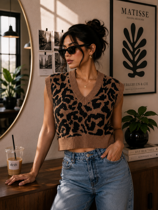 Brown leopard print  crop