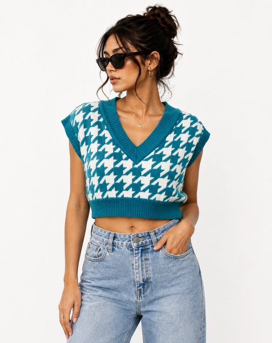 Sea green checkerd  crop
