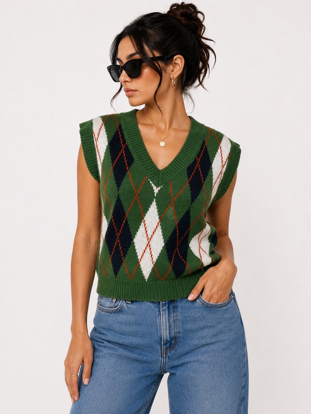 Green checked vest