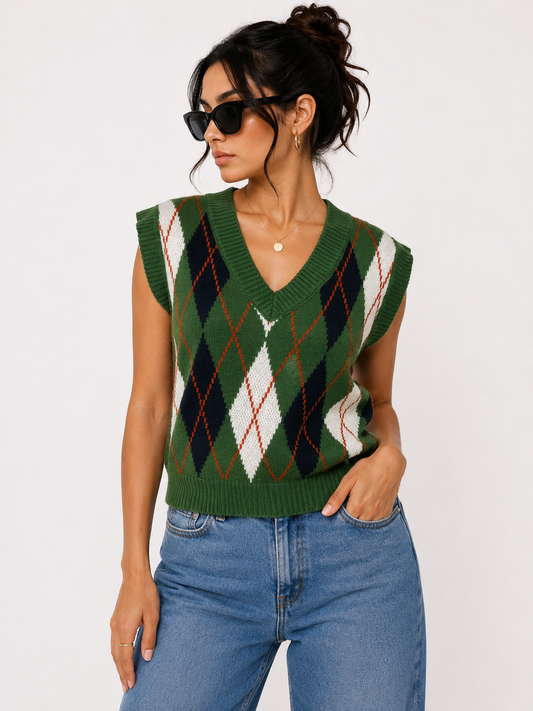 Green checked vest
