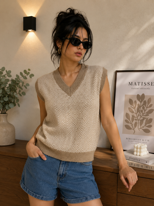 Beige chevron long