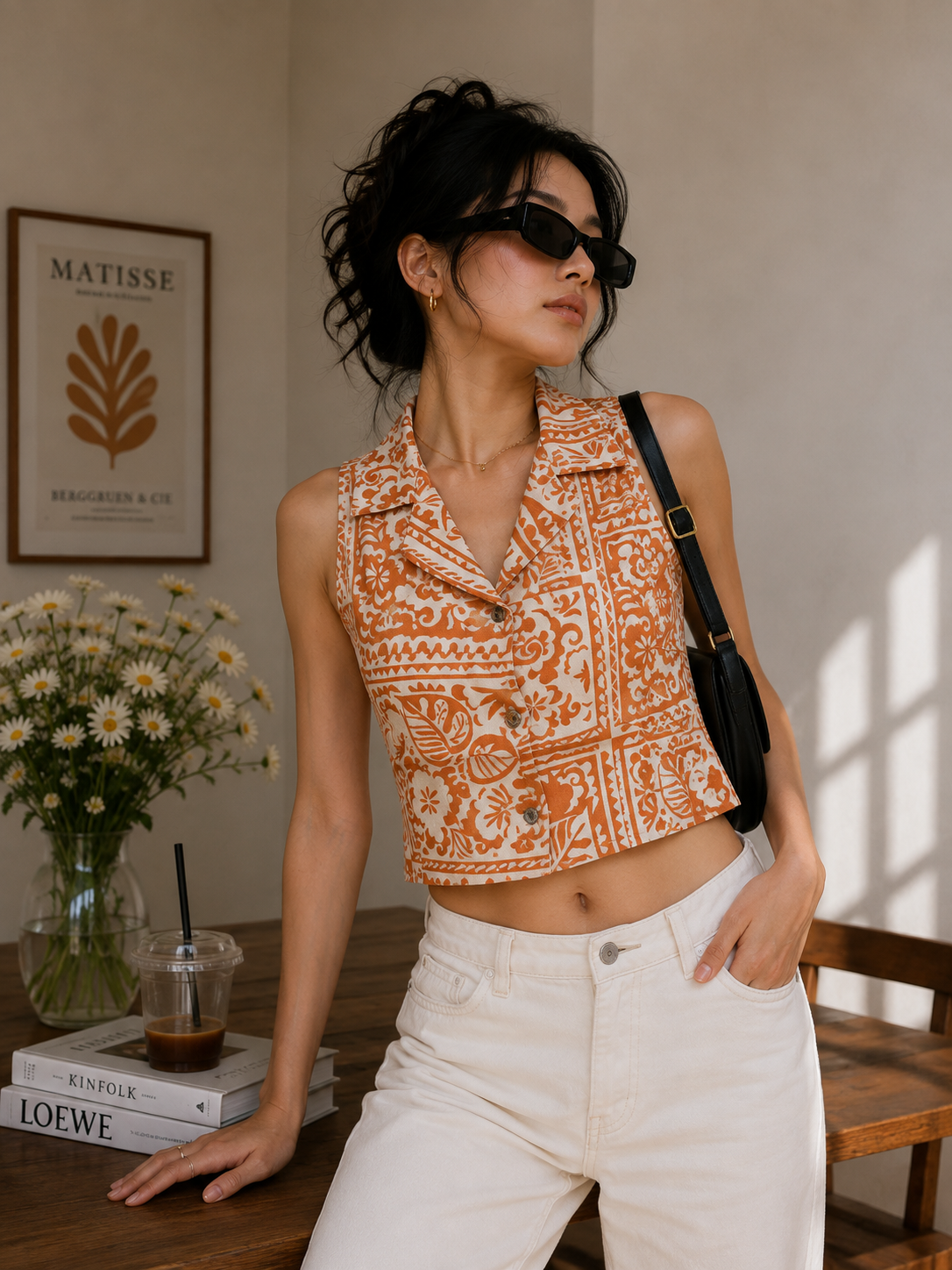 Orange boho printed