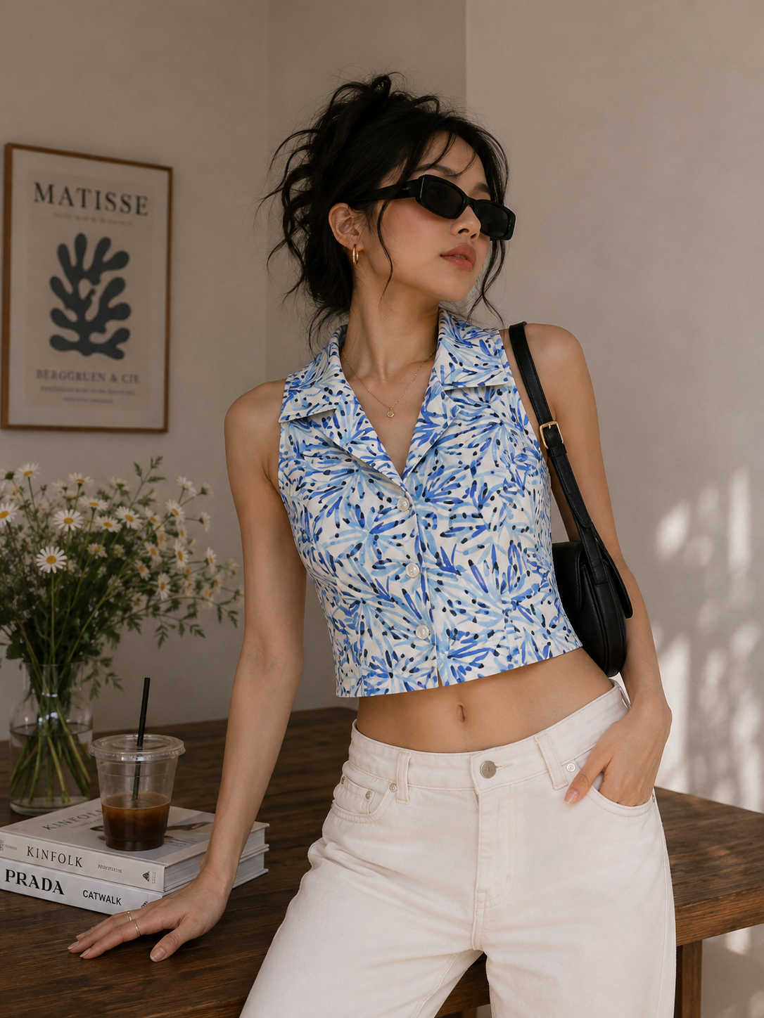 Blue tropical  printed