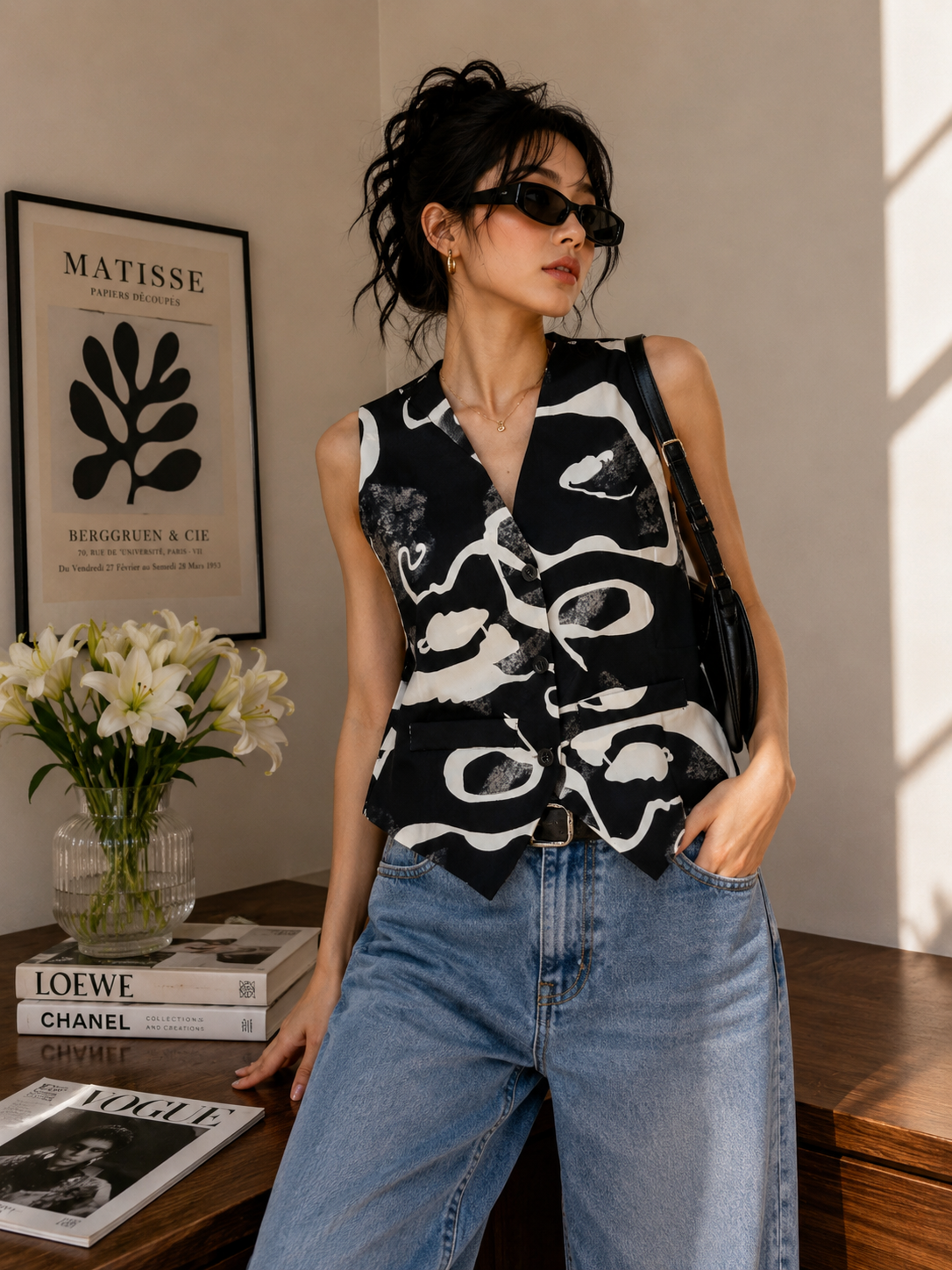 Chic vest - Black marble