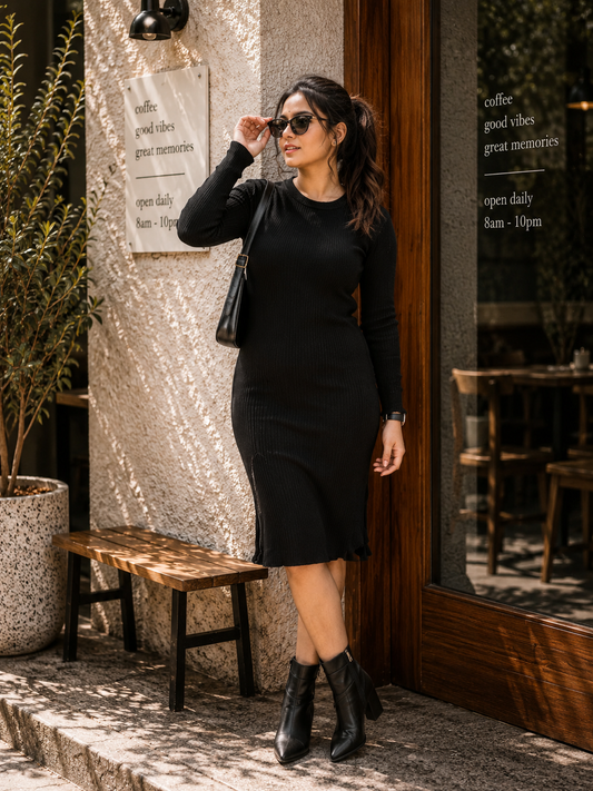 Black Cute Dress for Women | Boho Freesize Surplus Dress