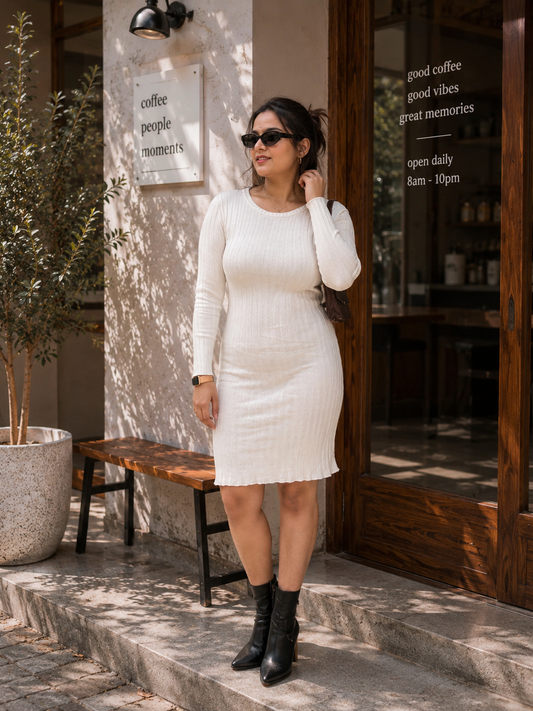White Cute Dress for Women | Boho Freesize Surplus Dress