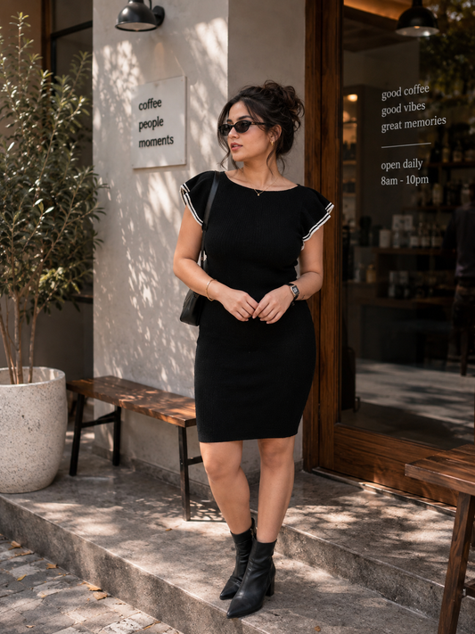 Black Cute Dress for Women | Boho Freesize Surplus Dress - Premium