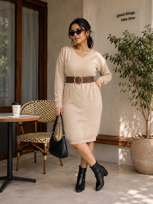 Beige hoodie  dress
