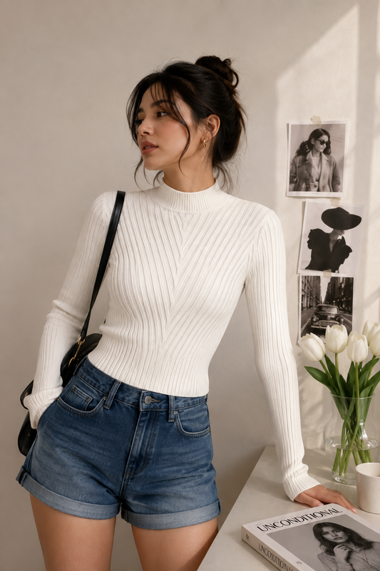 High neck White top