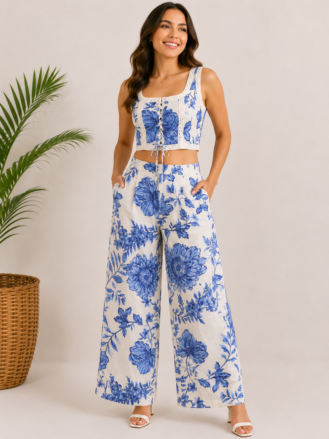 Blue pretty floral  printed co-ord set