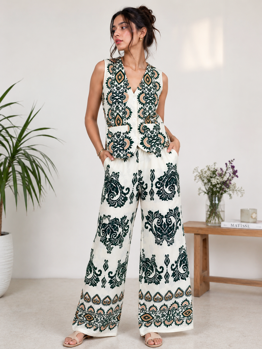 Vests Co-rd set -deep Green