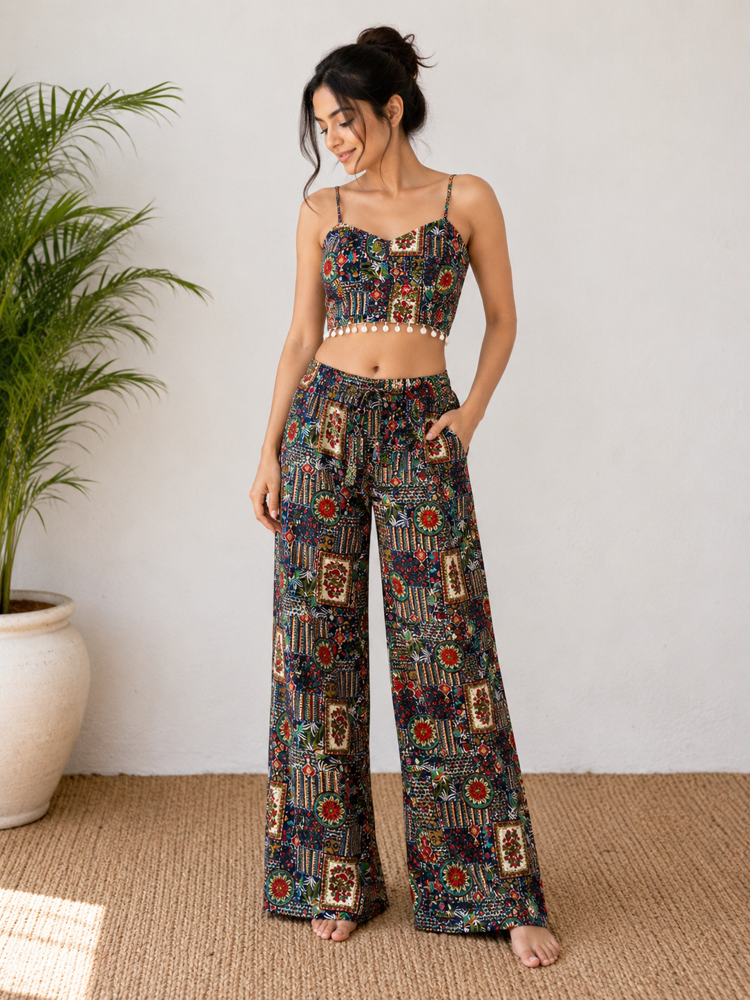 Red cute printed  co-ord set
