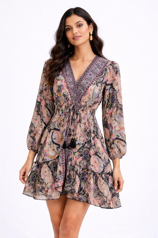 Black floral abstract printed