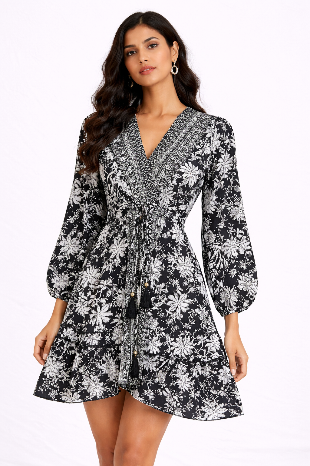 Black floral printed