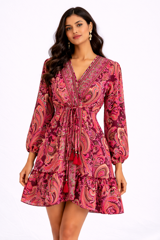 Paisley peachy maroon print
