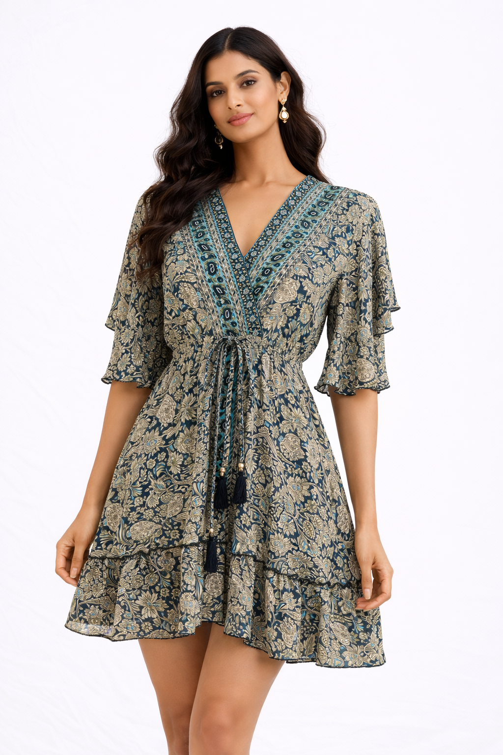 Beige Paisley Blue contrast