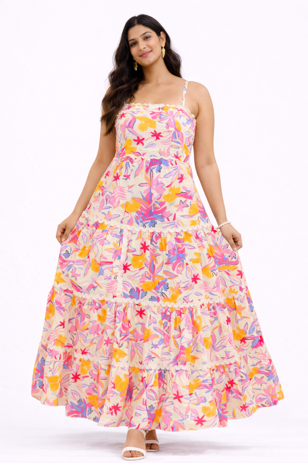 Pink floral maxi dress