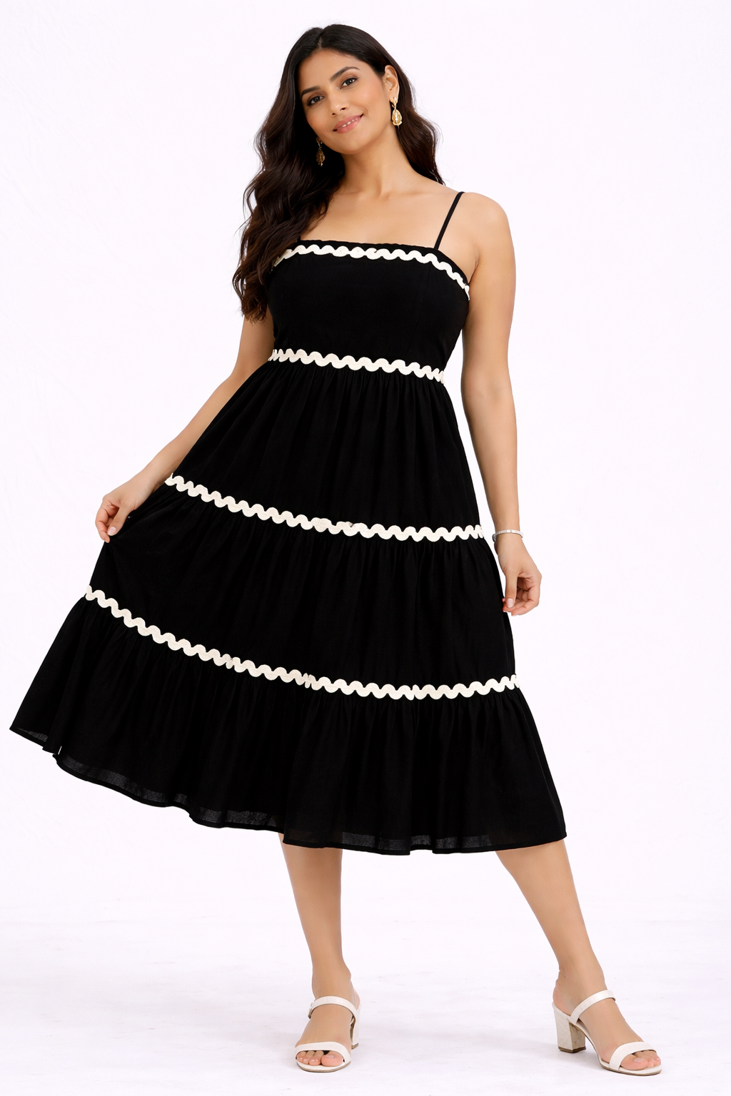 Trim maxi dress BLACK