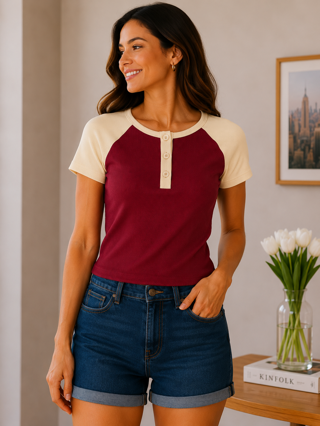 Cute Contrast - Maroon