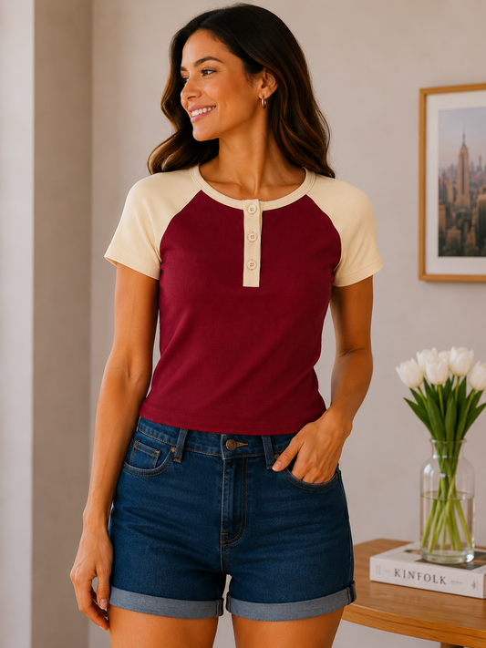 Cute Contrast - Maroon