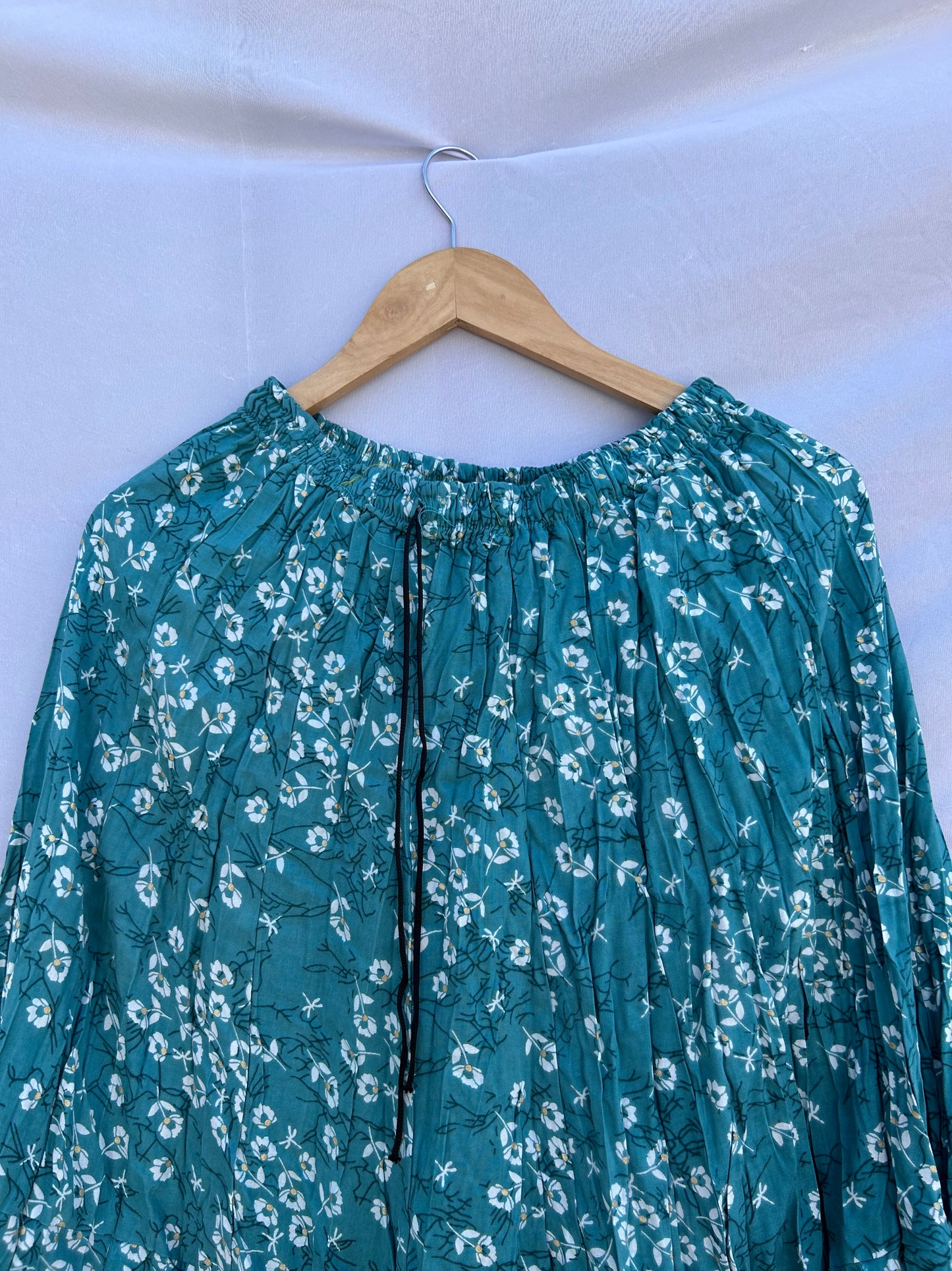 Teal flower printed skirt
