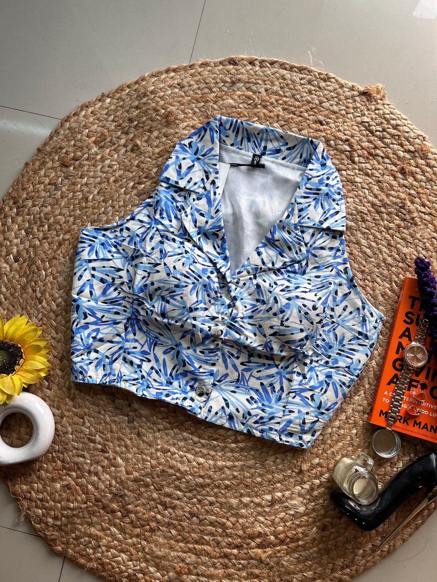 Blue tropical  printed