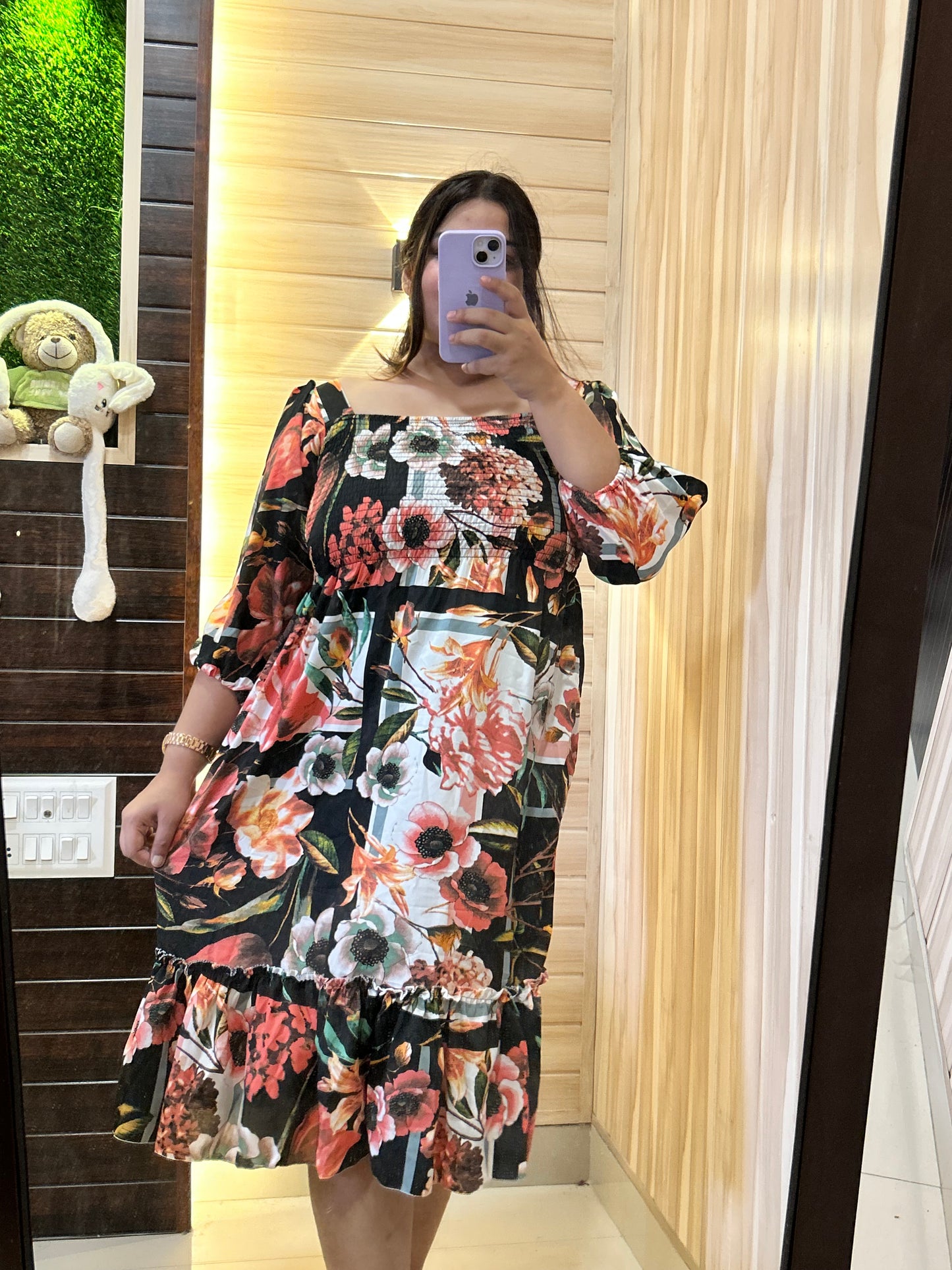 Black floral cute printed