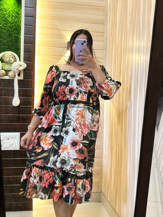 Black floral cute printed