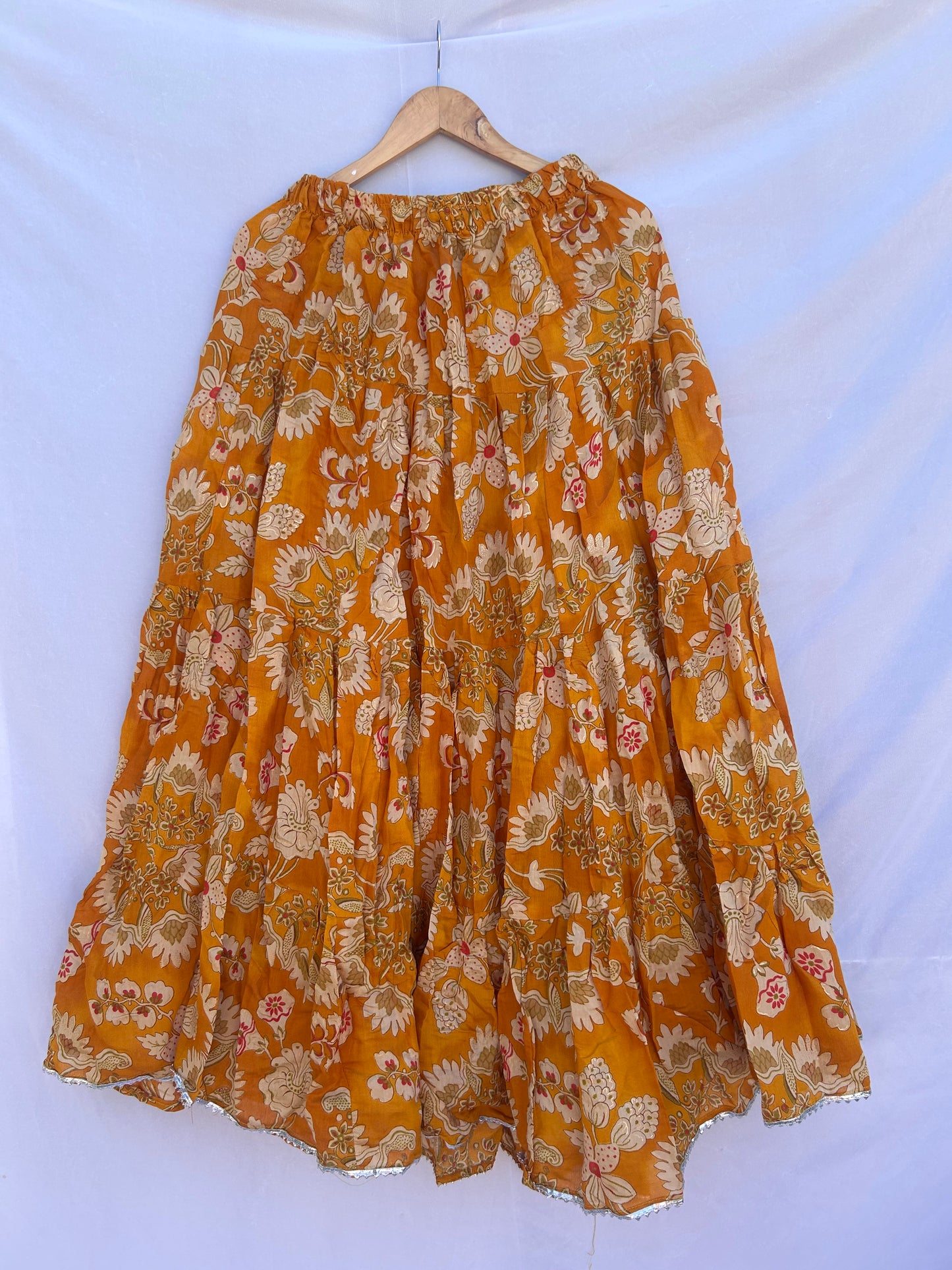 Yellow floral printed skirt