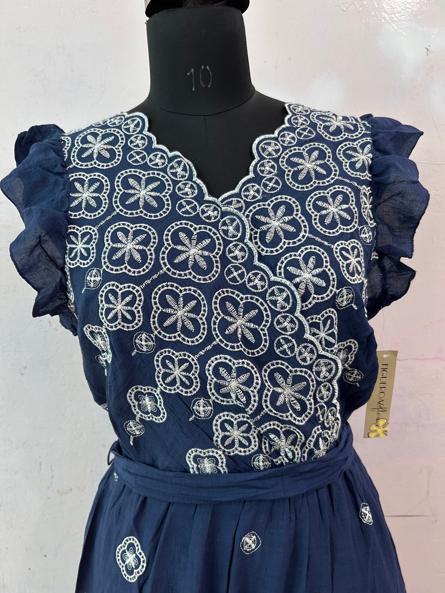 Navy blue embroidered dress