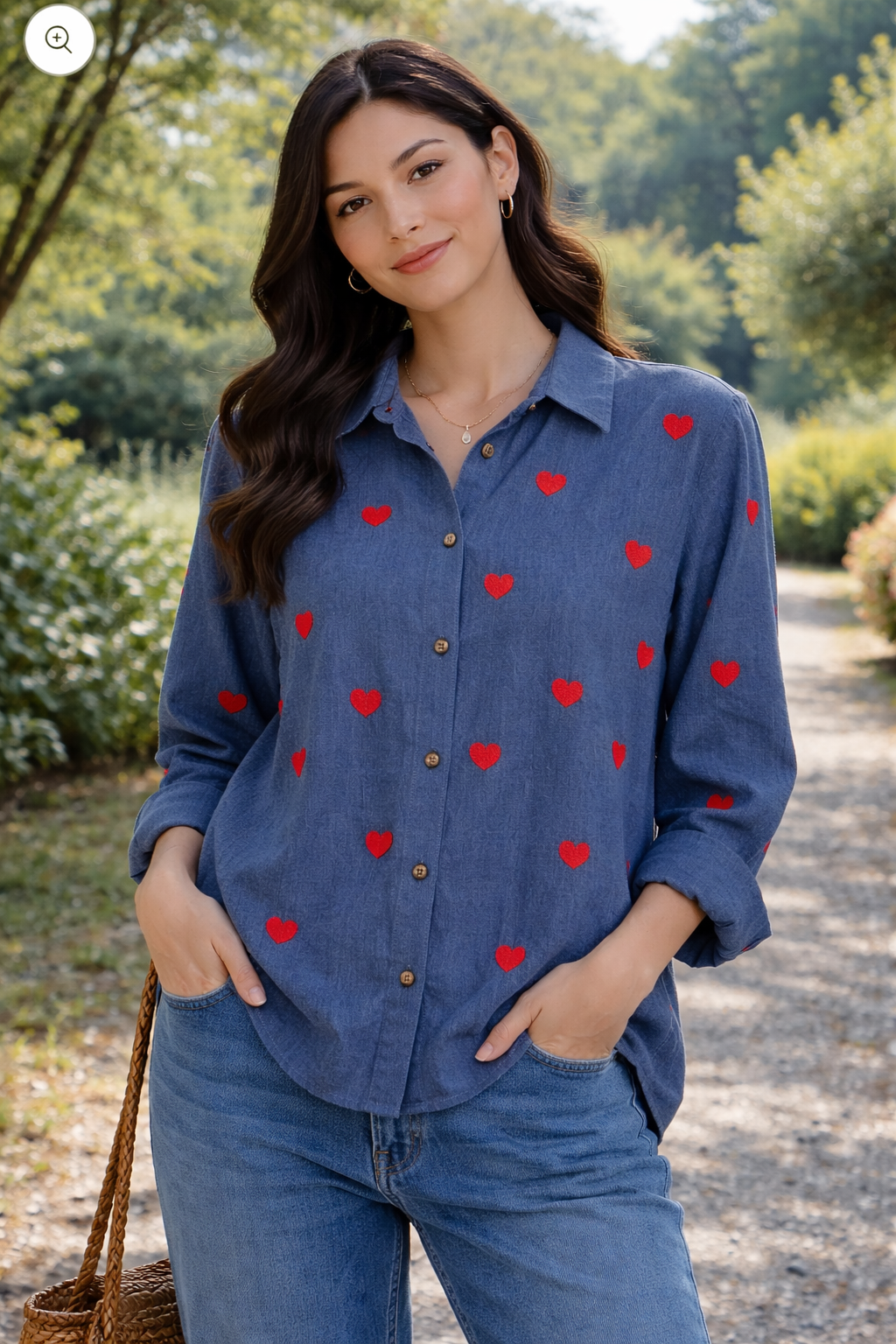 Linen Shirt heart - Pretty blue