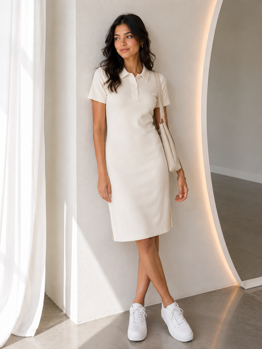 Zara Bodycon collar dress-WHITE