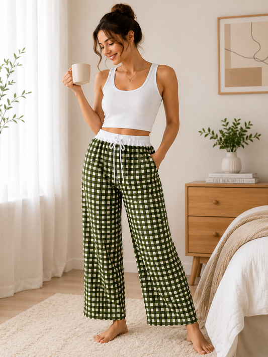 Checked pants - Green