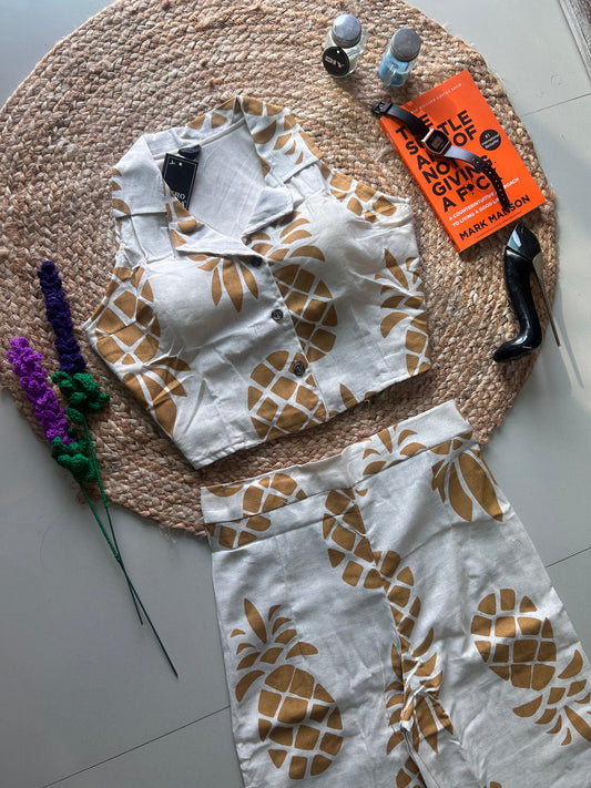 Pretty Patterned Printed Co-ord Set for Women | Cotton Linen Boho Coord