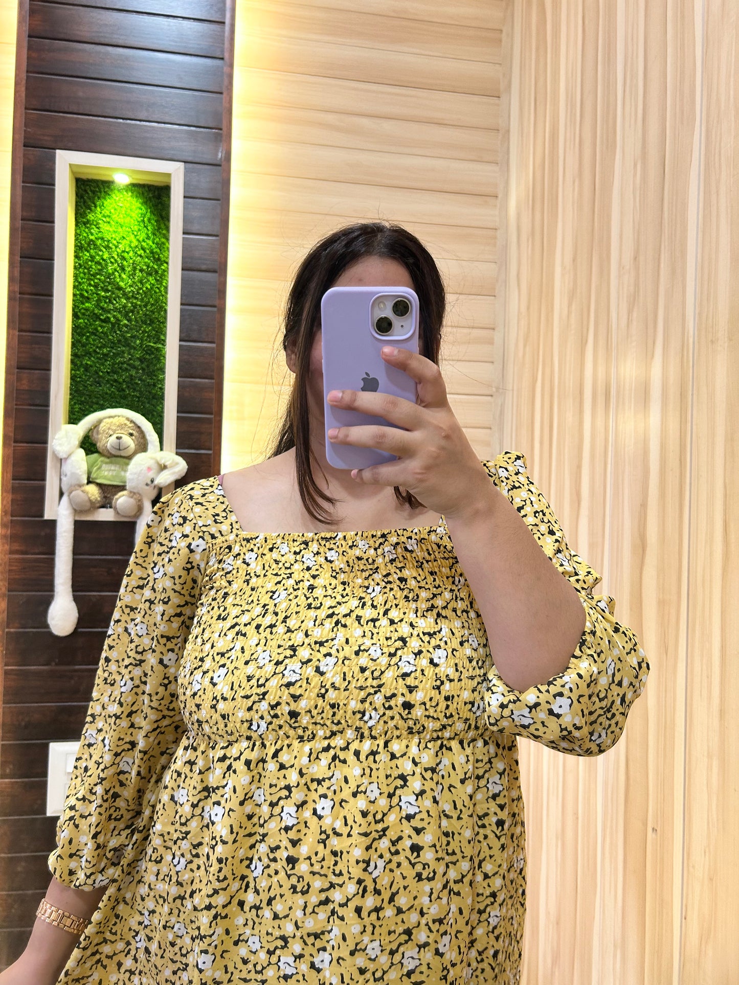Yellow cute flower print