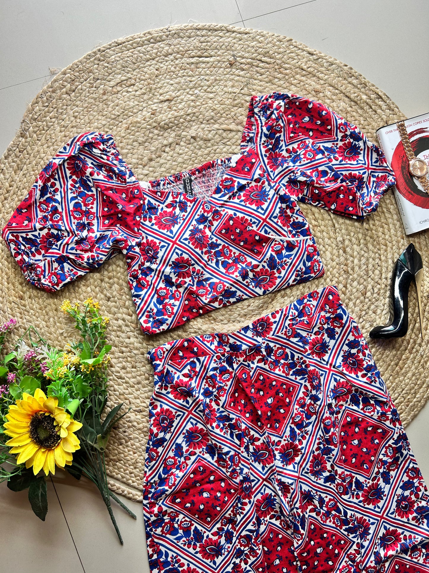 Red printed co-ord set