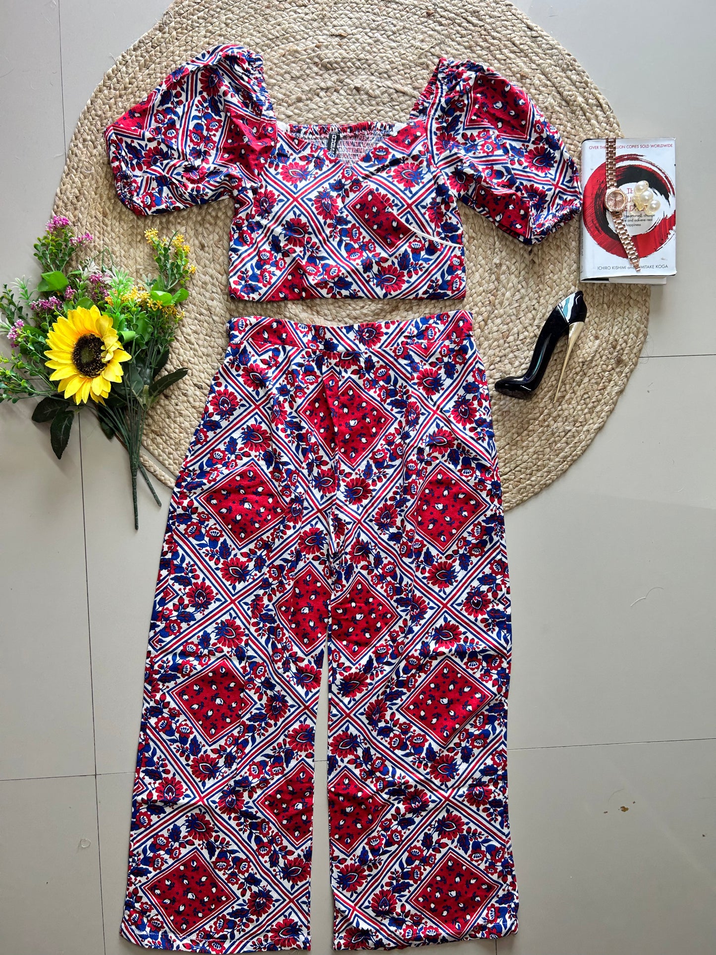 Red printed co-ord set
