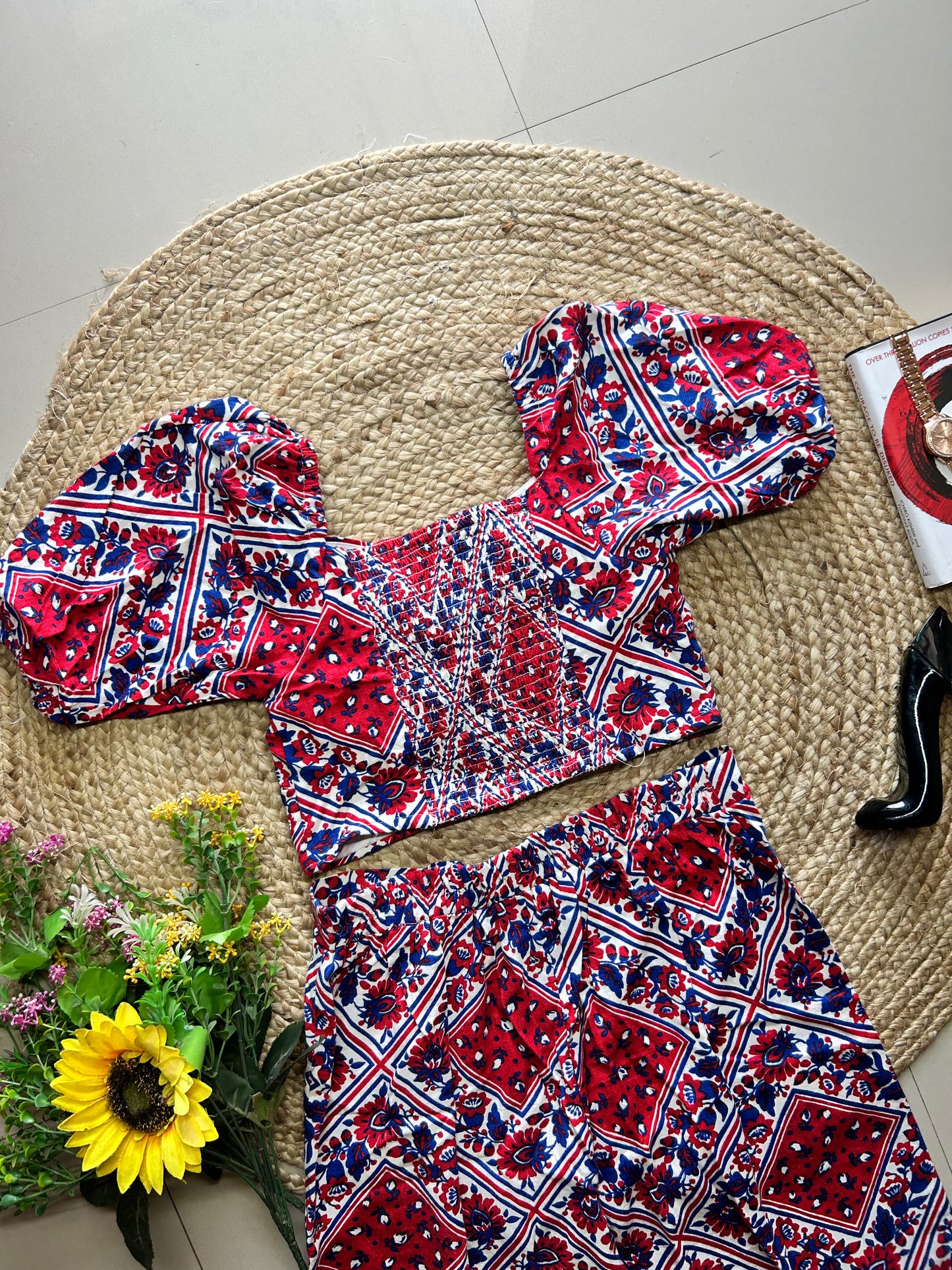 Red printed co-ord set