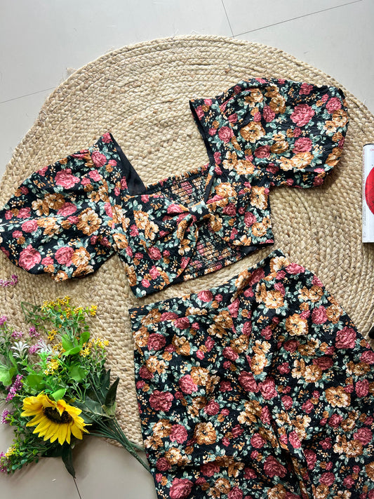 Black floral co-ord set