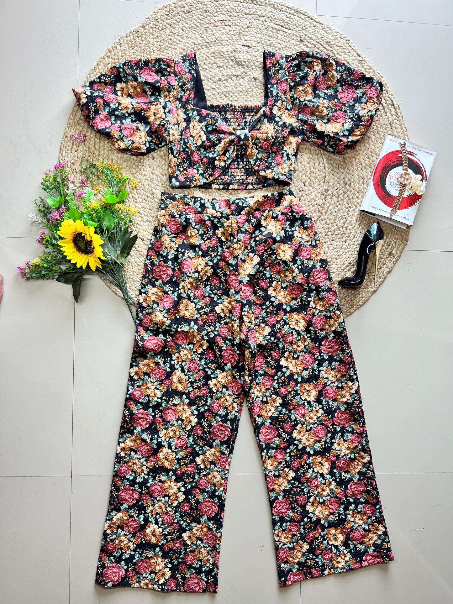 Black floral co-ord set