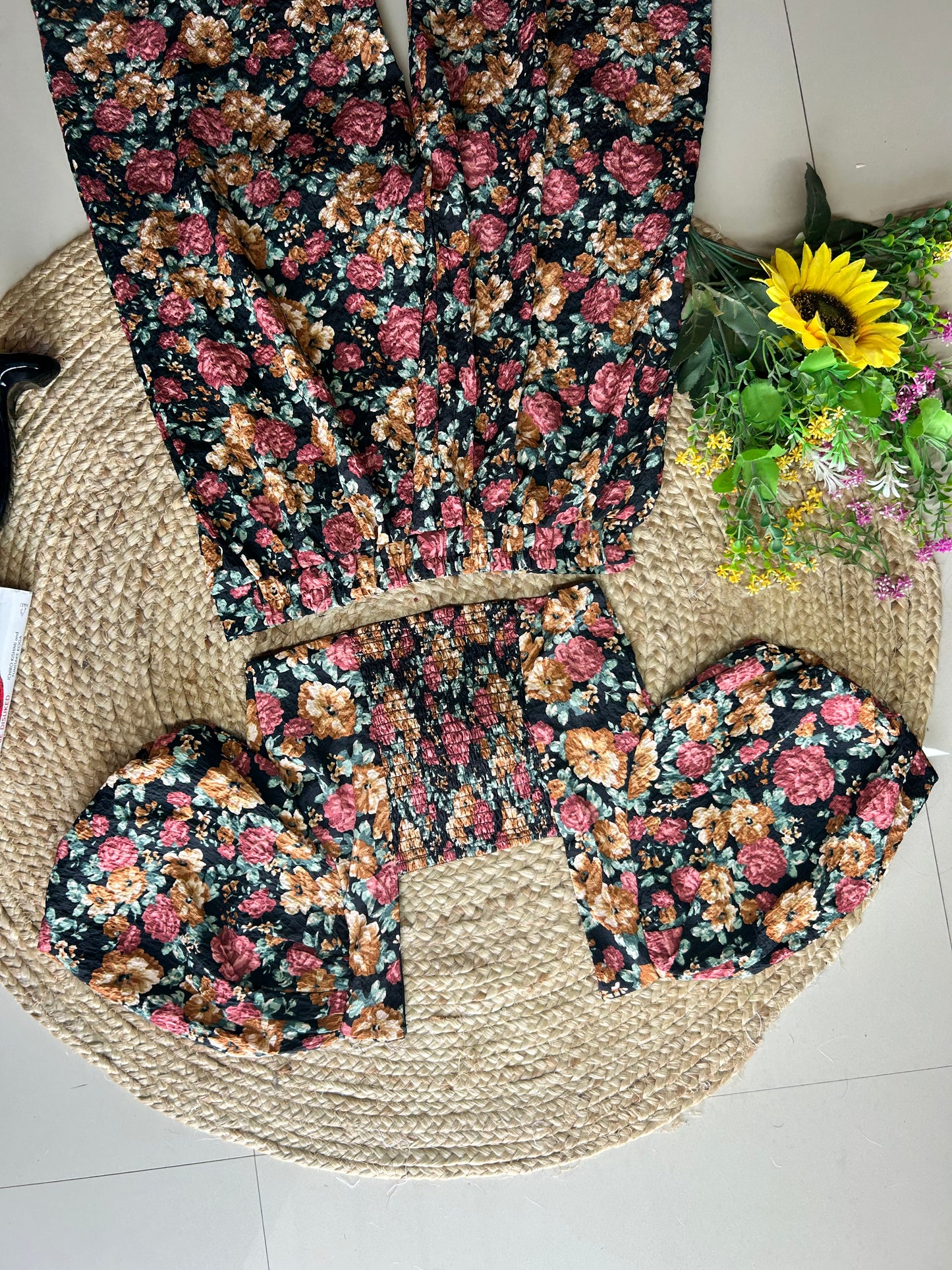 Black floral co-ord set