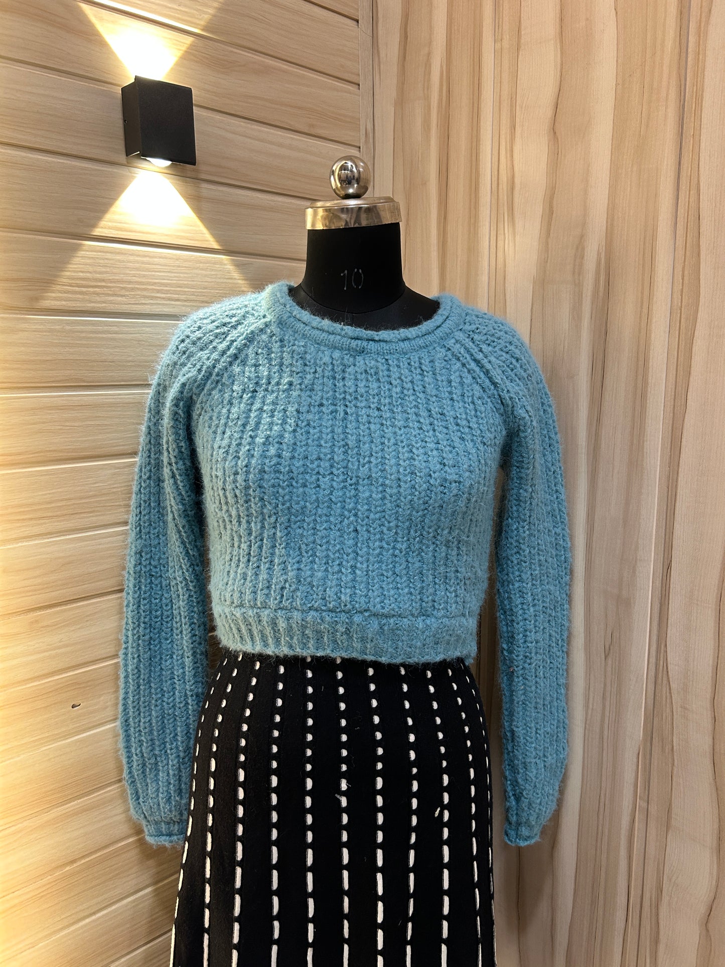 Sky blue knitted