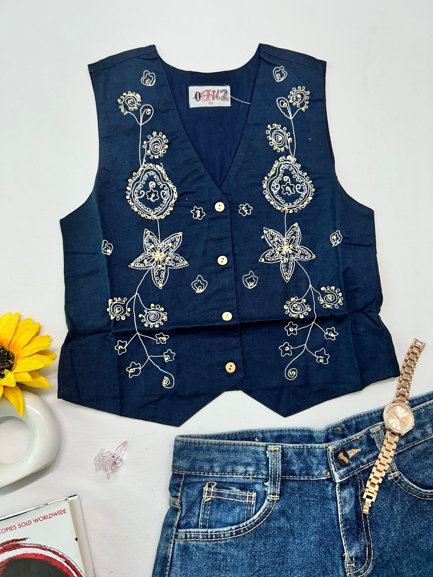 Cotton vest -Navy blue
