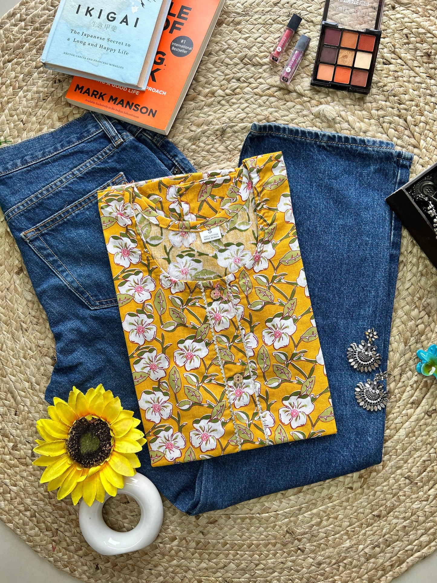 Yellow flower  printed